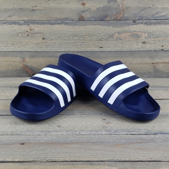 adidas Adilette Aqua Slides Sandals Blue/White - Picture 7 of 8